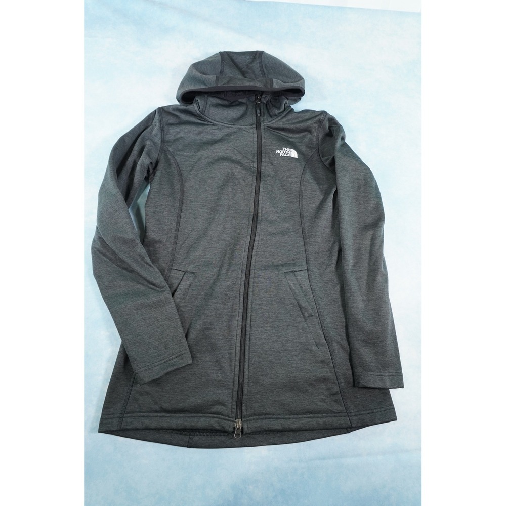 The North Face Womens S Gray Heather Full Zip Fleece Lined Hooded Jacket Hoodie